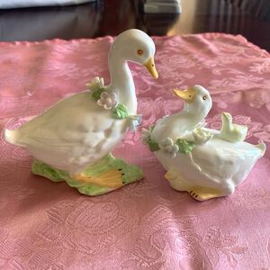 Vintage Henriksen Pair of Bone China Ducks
